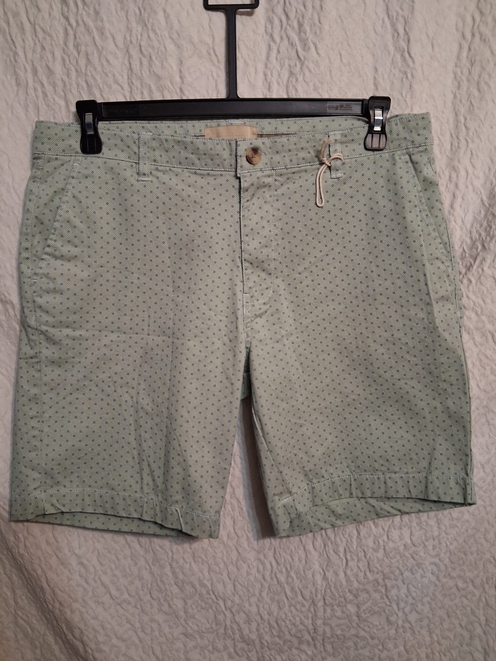 Men's Across The Pond Mint Green Micro-Print Flat Front Shorts